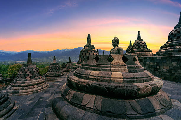 Borobudur Temple Stupa at Sunrise